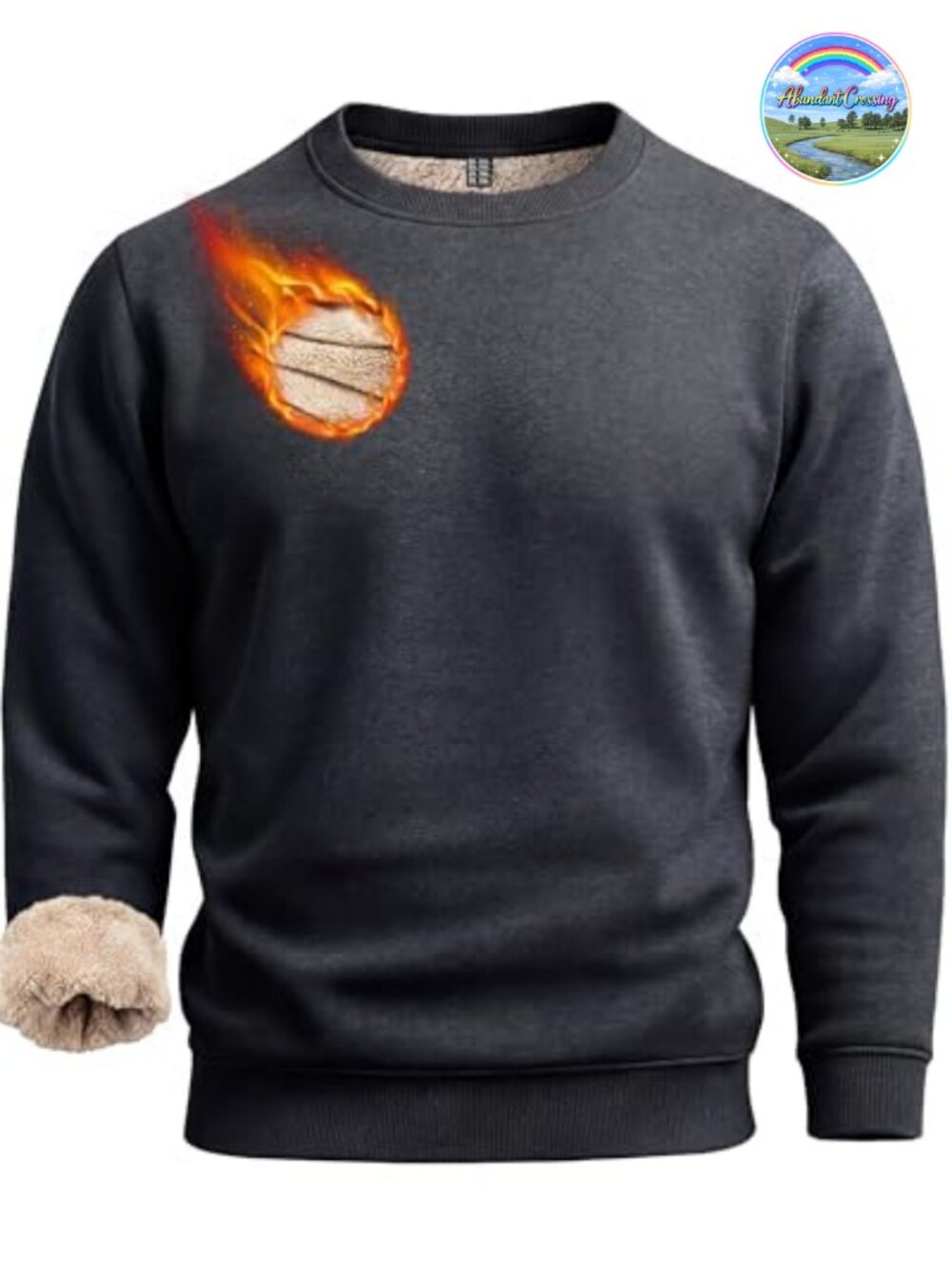 Men's Sherpa Lined Heavyweight Fleece Pullover Crewneck Sweatshirt